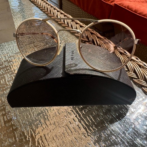 Prada Gold-Toned Round Sunglasses